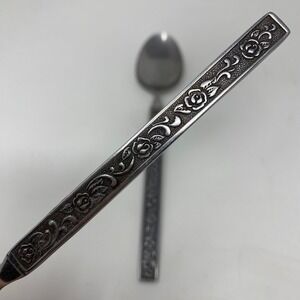 Vtg Nasco Stainless Davao flatware Rose Floral Stainless Steel Japan